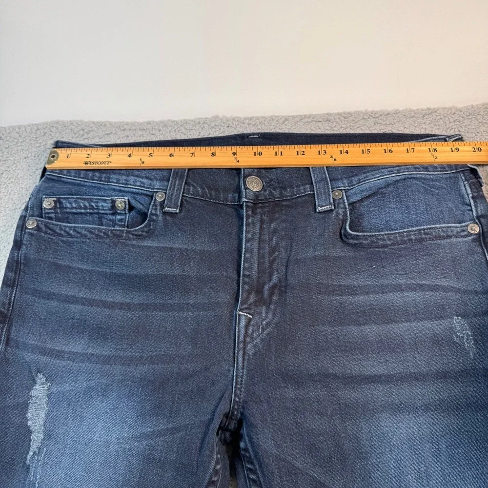 True Religion Rocco Relaxed Skinny Jeans Mens 38 Dark Wash Distressed Denim Blue